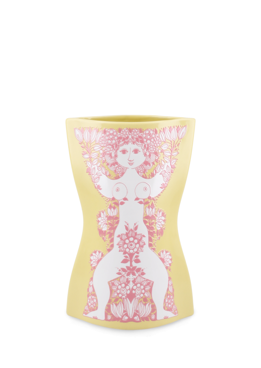 Nina vase, H22 cm - gul/pink